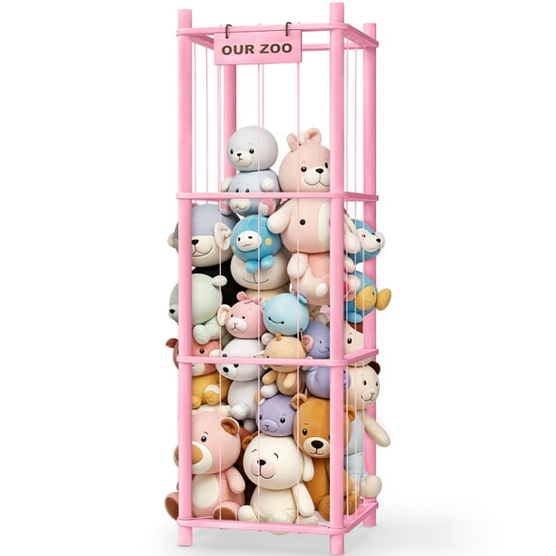 Organizador de almacenamiento de juguetes Woodure con forma de animal de peluche Zoo Pink 40+
