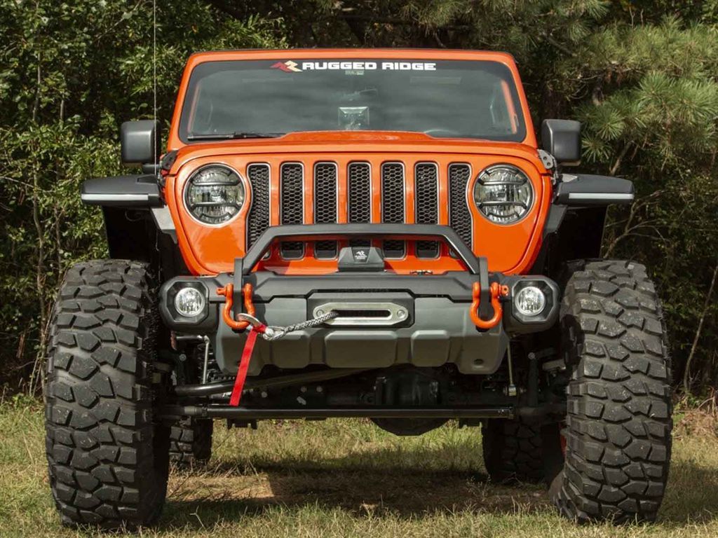 Rugged Ridge by RealTruck Venator Bumper, Front for Jeep JL/JT | Stubby w/ Winch Tray, Steel, Satin Black | 11549.44 | Compatible with 2018-2024 Jeep Wrangler JL; 2020-2024 Jeep Gladiator JT