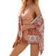 thumbnail image 5 of Blusa de mujer con estampado bohemio, cubierta corta para la playa, top de kimono a prueba de sol, rosa, S Inevent AP001231-01, 5 of 7