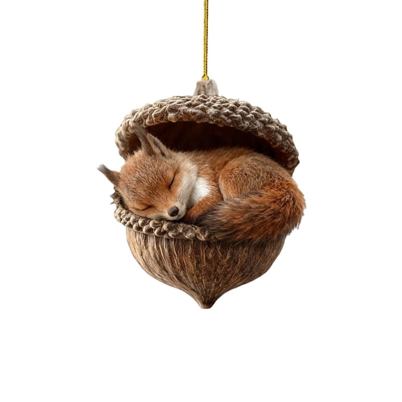 Forest Animal Acorn Ornaments, Christmas Ornaments, 2D Acrylic Cute Forest Animal Christmas Trees Hanging Decorations,Rustic Nature-Themed Home Decor, Animal Lovers Gift