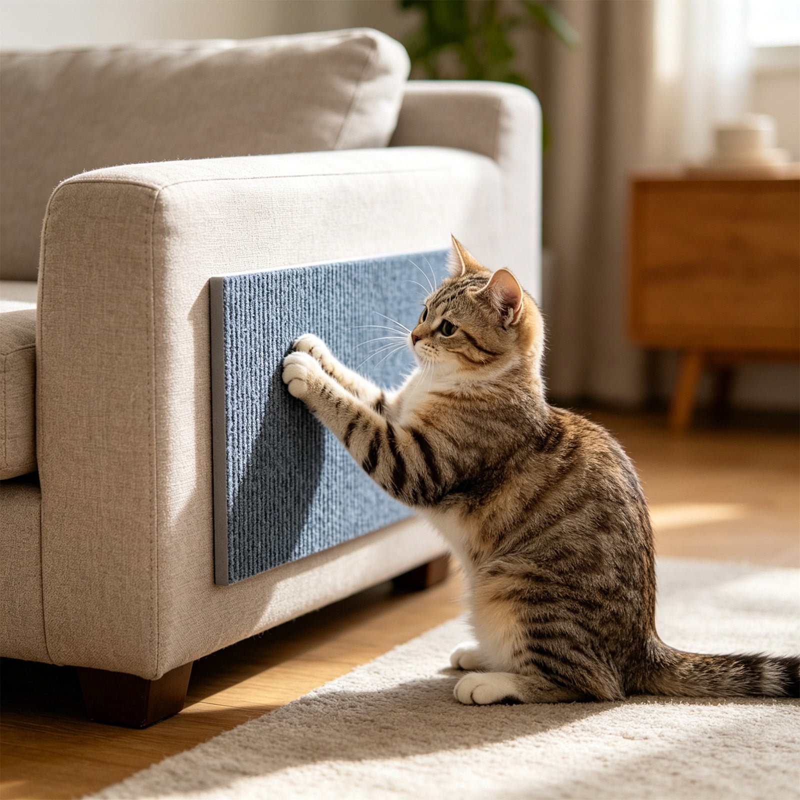 Tuvgenk Trimmable Adhesive Cat Scratch Mat Self-Stick Carpet Protector for Furniture Walls Cat Trees 11.8x23.6in Navy