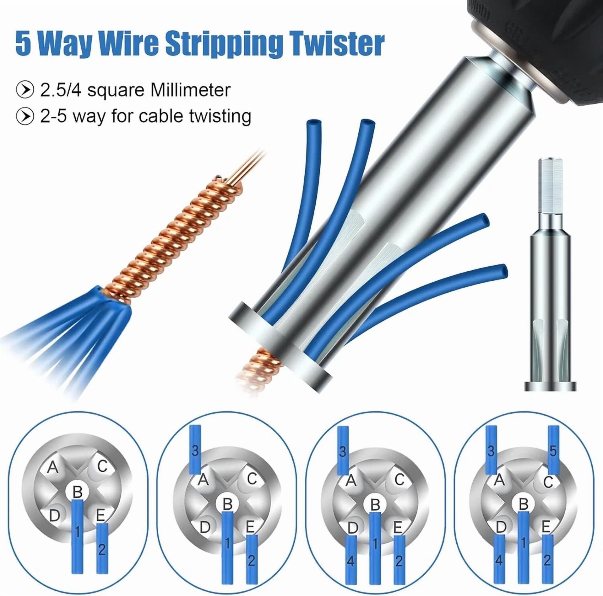 BUTTERFLY- 3X Wire Stripping Twisting Tool Electrical Drill Wire Stripper Cable Nut Twister