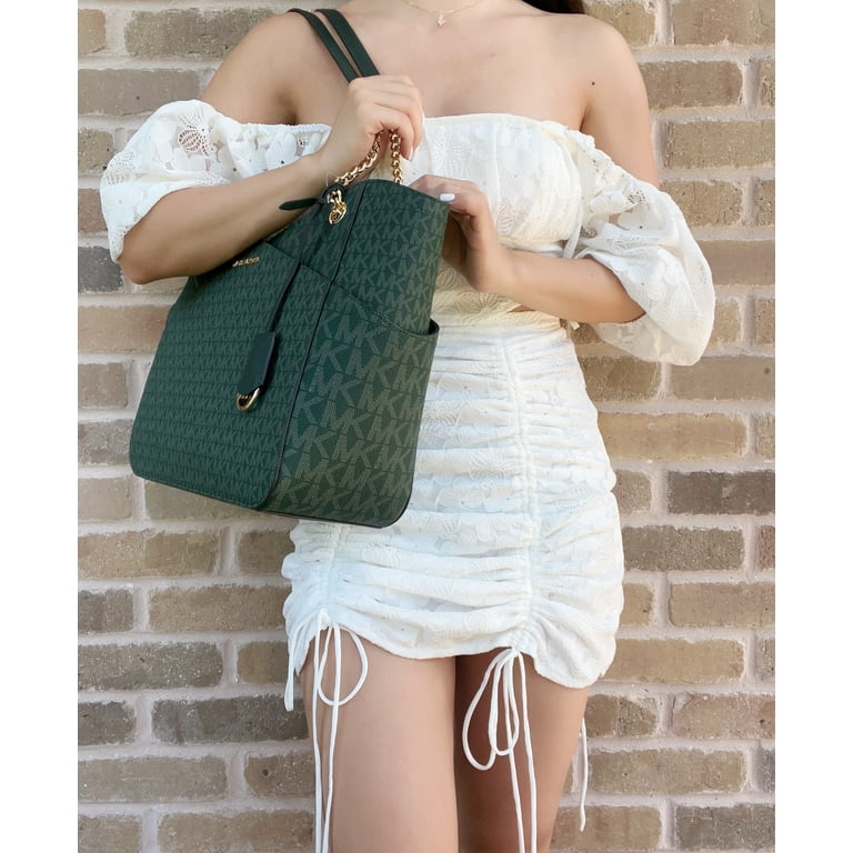 Michael Kors Jet Set Large Chain Shoulder Tote Racing Green Mk