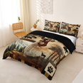 thumbnail image 2 of Castle Fairy Vintage Jungle Animal Duvet Cover King,Brown Bear Deer Pine Mountain King Bedding,Sepia Tan Cream,Black Reversible,3 Pieces,No Comforter,1 Duvet Cover and 2 Pillowcases, 2 of 5