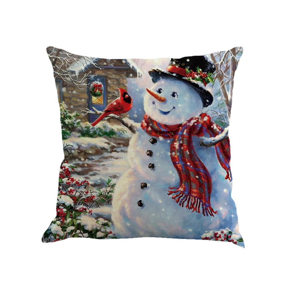 Christmas Throw Pillow Covers Outdoor Pillowcases Winter Snowman Home