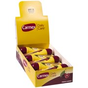 Carmex Daily Care Lip Balm Tube, Moisturizing Lip Balm with Octinoxate, Oxybenzone, SPF 15, Cherry, 0.35 oz, 12 count