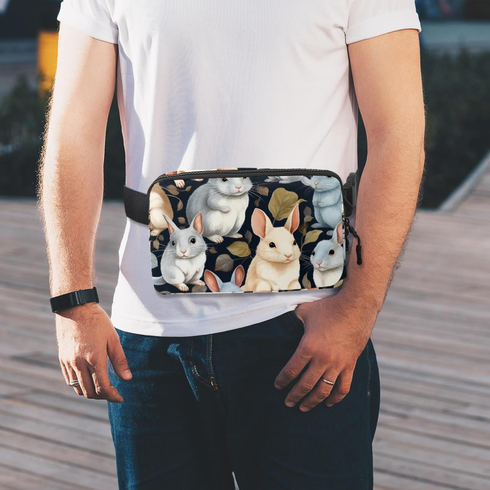 Chinchilla Versatile Waist Bag, Crossbody Bag, Running Belt - Lightweight, Adjustable, with Extension Strap, Unisex