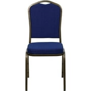 Flash Furniture 4 Pack HERCULES Series Crown Back Stacking Banquet Chair in Navy Blue Patterned Fabric - Gold Vein Frame