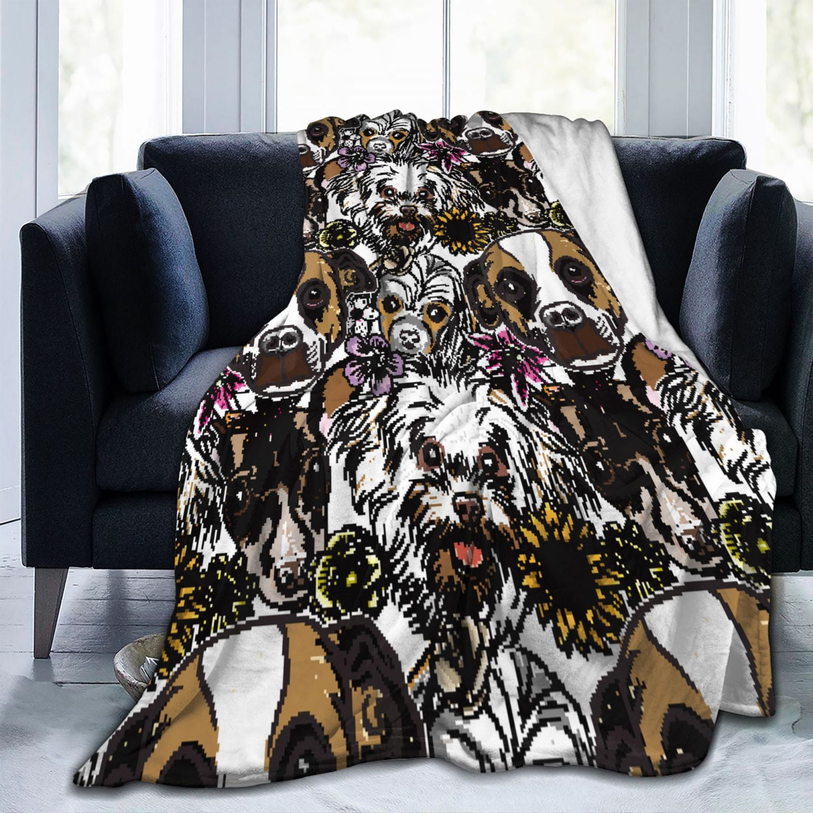 Rateoe Cute Dogs Puppy2 Print Fuzzy Fleece Throw Blanket Extra Large,Super Soft,Fluffy and Warm Blankets for Couch,Bed,All Season Use (50"x40")