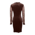 thumbnail image 6 of Xdegoge Formal Dress for Women Mesh Velvet Patchwork Dresses Long Sleeve V Neck Lace Dress Stylish Solid Color Wrap Dresses for Meeting, Weeding Guest, 6 of 6