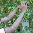 thumbnail image 3 of Visland Gants Longs en Résille à Strass pour Femmes, Gants en Maille Scintillante Longueur Coude pour Rave, Fête, Halloween, Mariage, Accessoires de Costume, 3 of 8