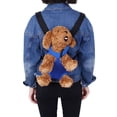 thumbnail image 1 of Mochila duradera de moda para mascotas Bling Bling con cinco agujeros bolsa de red Azul oscuro S, 1 of 5