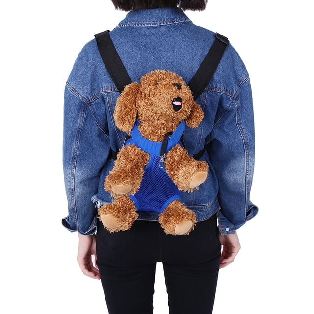 Mochila duradera de moda para mascotas Bling Bling con cinco agujeros bolsa de red Azul oscuro S