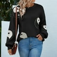 thumbnail image 1 of Tralilbee Women Long Sleeve Crew Neck Pullovers Printing Loose Knitted Sweaters, 1 of 2