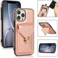 thumbnail image 5 of Compatible with iPhone 14 Pro Max Wallet Case PU Leather Crossbody Strap Lanyard Clasp Durable Card Holder Slot Protective Cover for Women Girls Rosegold, 5 of 10