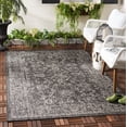 thumbnail image 2 of SAFAVIEH Courtyard Darin Botanical Indoor/Outdoor Area Rug, Black/Ivory, 5'3" x 7'7", 2 of 14