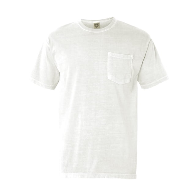 Comfort Colors T-Shirt à Poche pour Adulte, Épais, Teint en Pièce, TG, Blanc