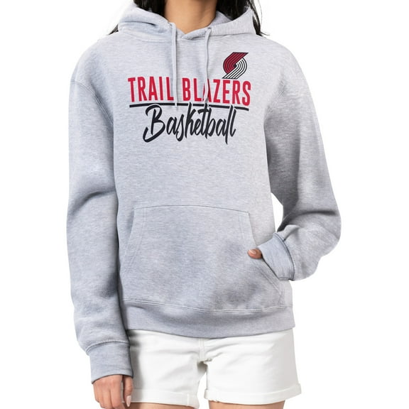 Women's G-III 4Her by Carl Banks Heather Gray Portland Trail Blazers Graphics Fleece Pullover Hoodie