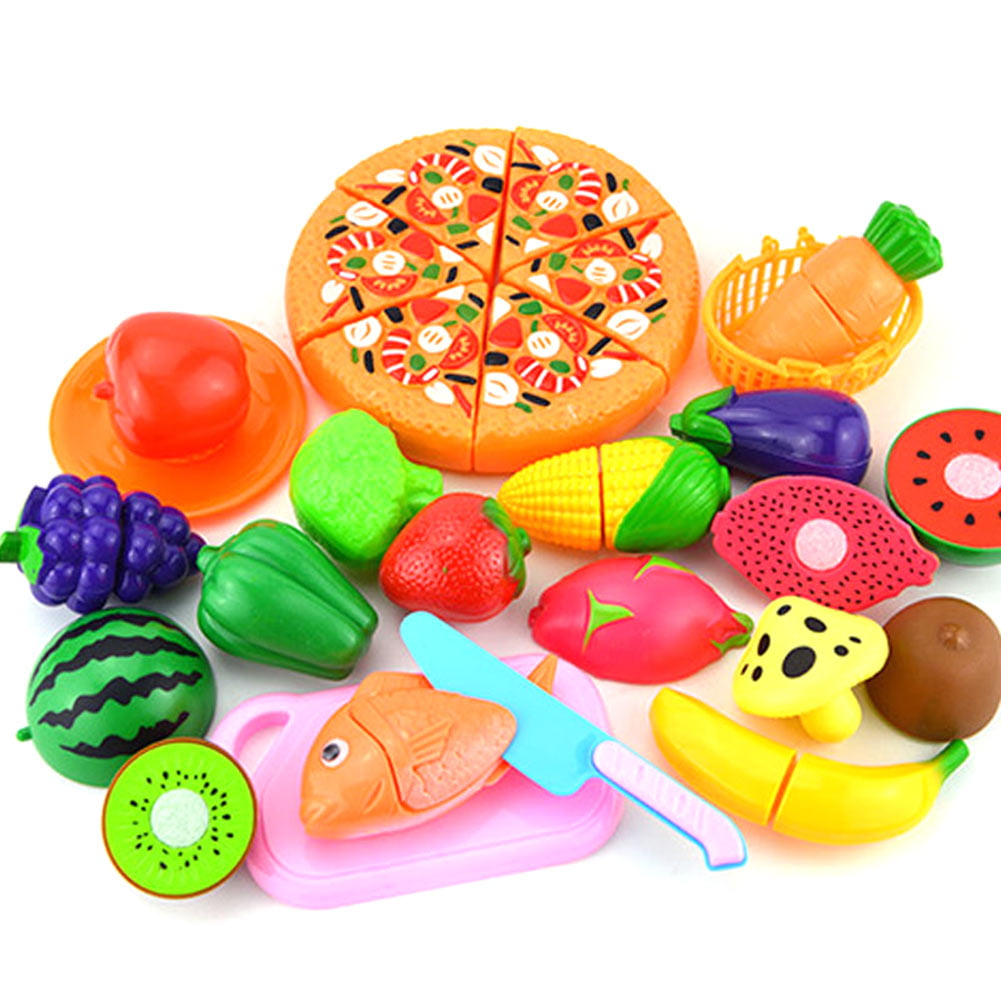 24pcs/set Kitchen Play Toy Fruit Vegetable Cutting Role Pretend Game House Food 