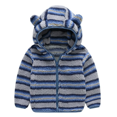 

DENGDENG Toddler Baby Child Children Kids Long Sleeve Thicken Zip Up Coat Printed Hooded Jacket Fleece Winter Warm Clothes 1Y-5Y