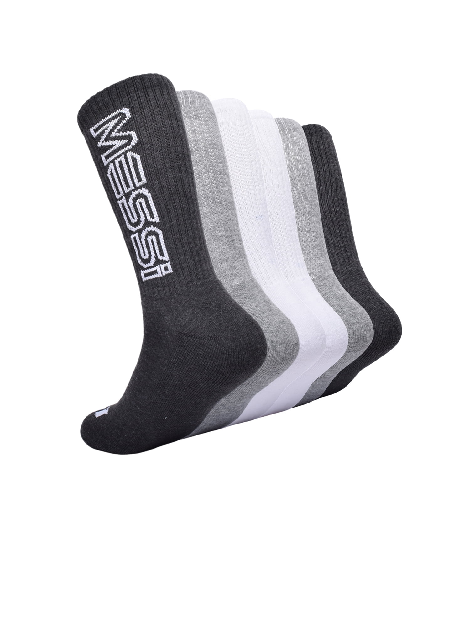 Messi Men's 6-Pack Crew Socks, Sock Size 10-13