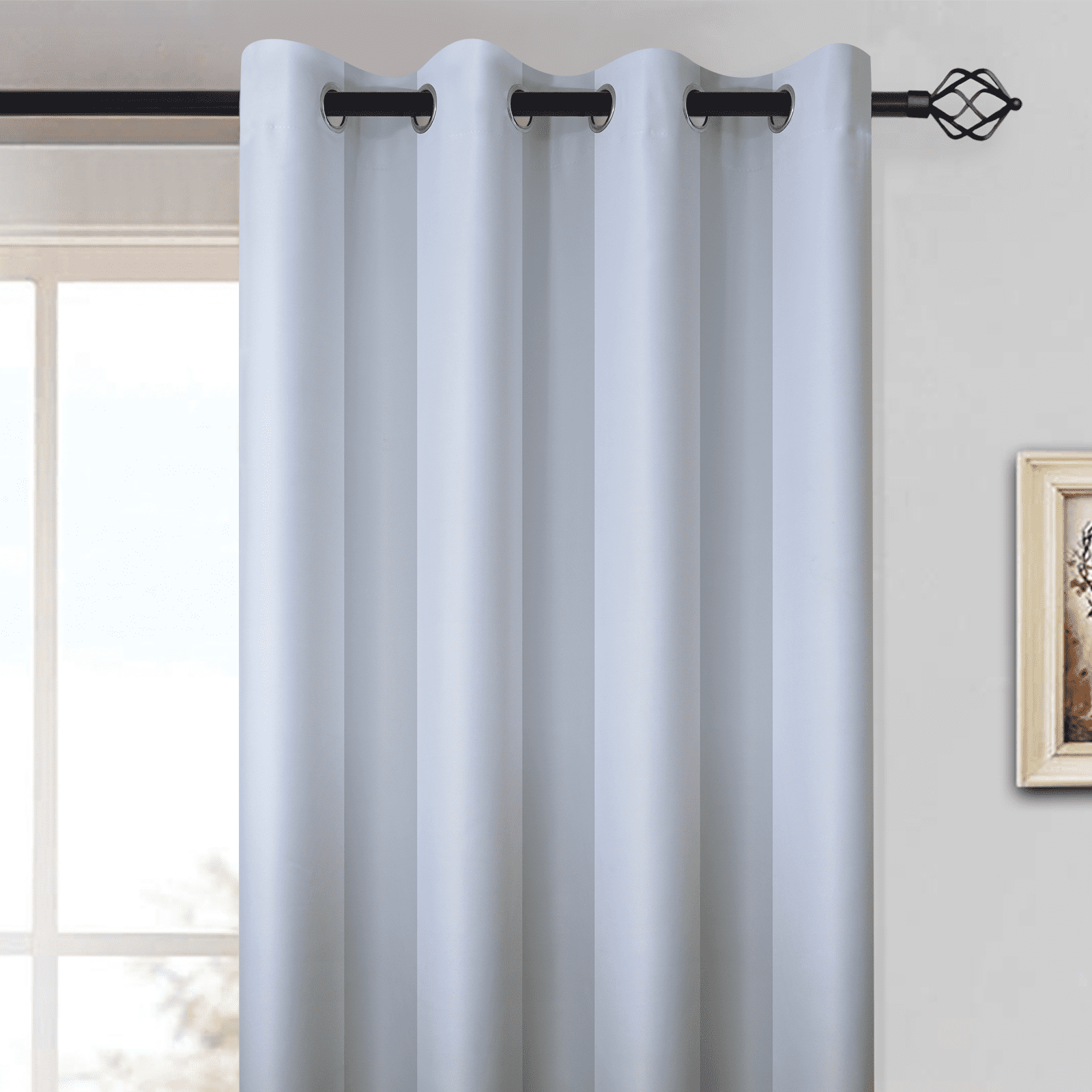 Buy Yakamok Room Darkening Gray Blackout Curtains Thermal Insulated Grommet  Curtain Panels for Bedroom, 52W x 84L, Grey, 2 Panels, 2 Tie Backs Included  Online at desertcartINDIA