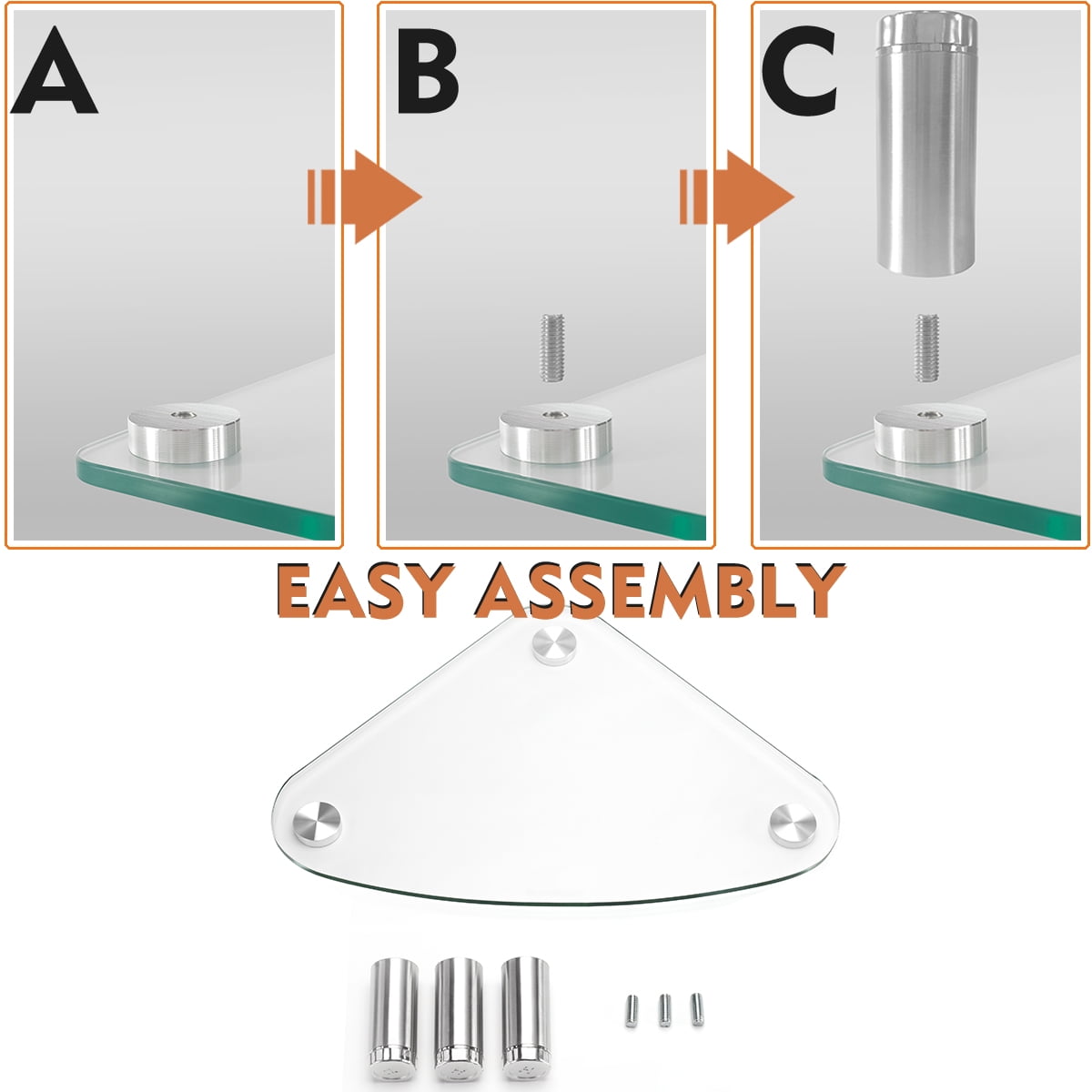 Hemudu Clear Glass Computer Monitor Riser / Triangle Desktop Universal Corner Stand for Computer Monitor & Laptop HD01T-003
