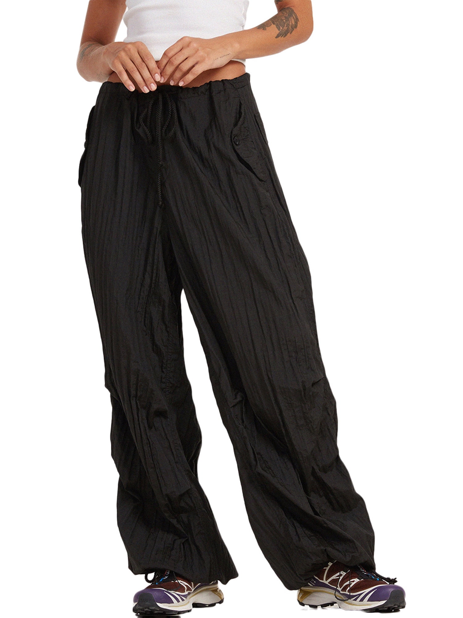 Women Baggy Cargo Jogger Pants Low Waist Drawstring Sweatpants Summer  Casual Loose Pocket Trousers - Walmart.com