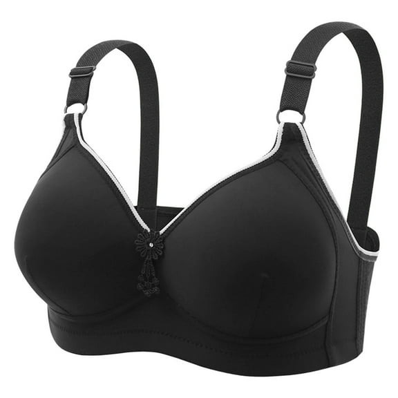 Scyoekwg Bras for Women Solid Color Bra Glossy Comfortable Breathable Bra Underwear No Rims Everyday Underwear Bras Black XXL
