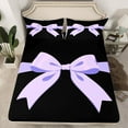 thumbnail image 2 of Feelyou Princess Bow-tie Print Bed Sheets, Dreamy Purple Ribbon Bow King Sheets, Chic Fashion Style Sheet Set, Microfiber Bedroom Decor, 4pcs, 2 of 7
