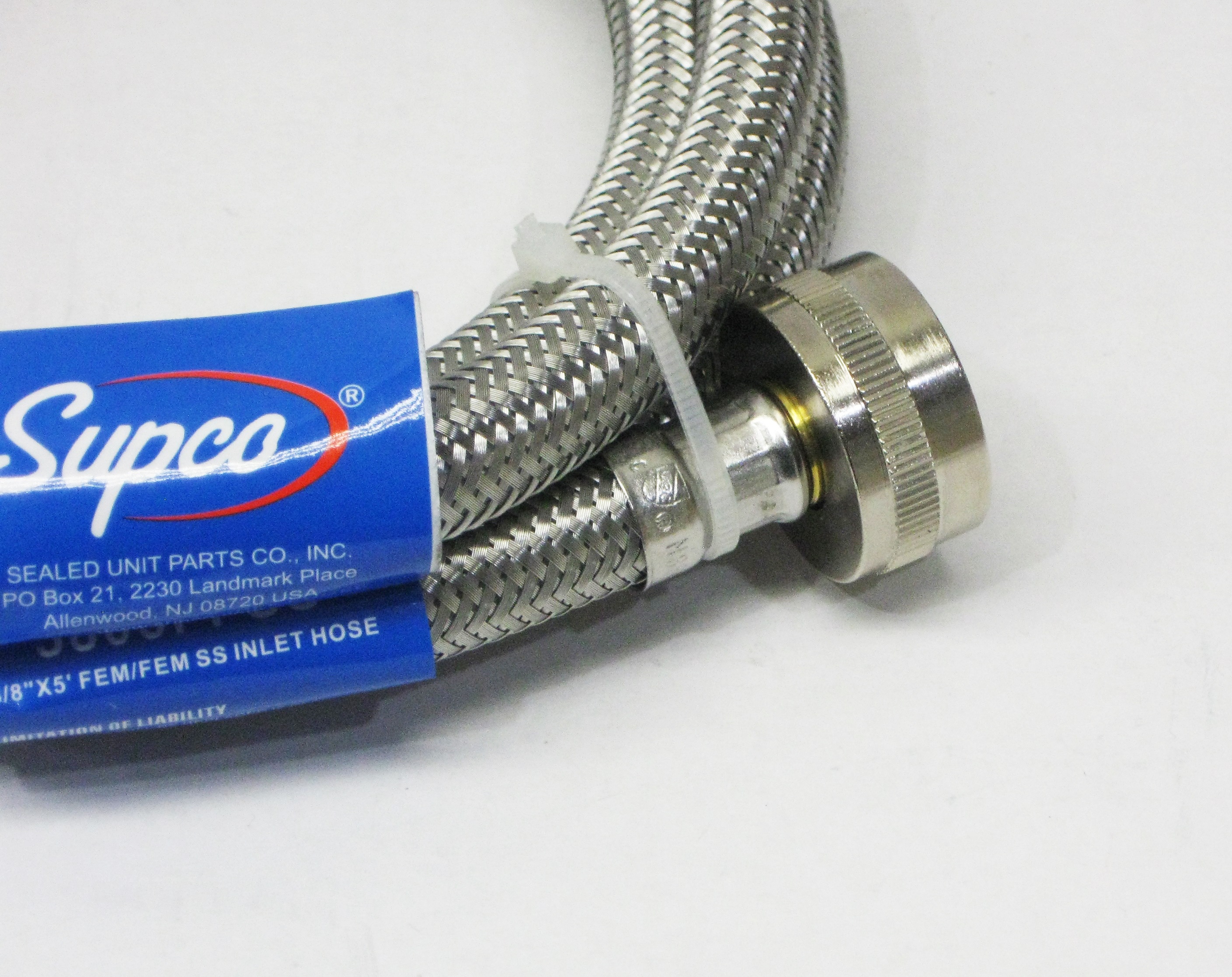 Supco ⅜" X 5' Stainless Steel Inlet Hose for Washers, Package of 2, 3805FFSS2