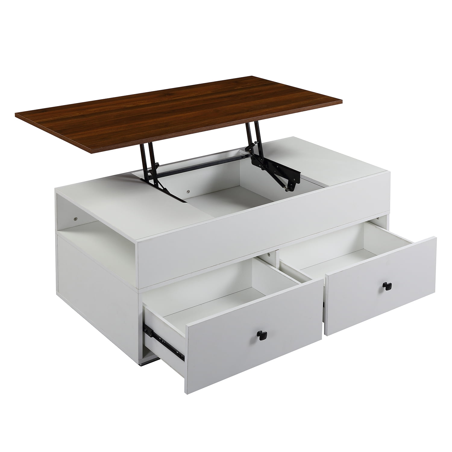 Kadyn Lift Top Coffee Table with Hidden Compartment Storage Rack, Wooden Living Room Table for Office, White Kadyn Lift Top Coffee Table with Hidden Compartment Storage Rack, Wooden Living Room Table for Office, White