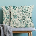 thumbnail image 2 of Summer Pillow Covers 16x16 Inch Set of 2,Teal Green Wild Flower Plant Throw Pillows Case,Seasonal Floral Outdoor Decorative Square Linen Farmhouse Decor Cushion Covers for Home Sofa Bed Couch, 2 of 6