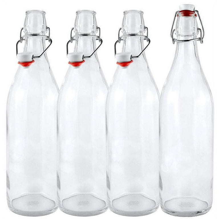 Estilo Swing Top Easy Cap Clear Glass Beer Bottles,16 oz, Set of 6 Glass  bottles 