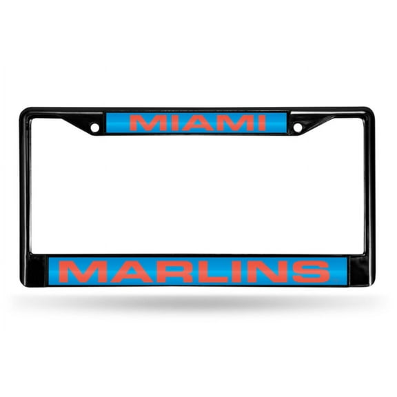 Miami Baseball Marlins Black Metal Laser Cut License Plate Frame