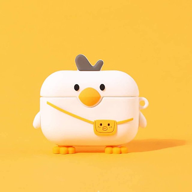 Compatible con Airpods Case Pro White Bag Duckkids Teenagers Girls Boys Women Funda protectora de silicona para Airpods Case Cute Duck, Funny Kawaii Fas