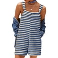 thumbnail image 4 of Women Summer Casual Sleeveless Romper Loose Striped Tied Shorts Overalls Jumpsuit with Pockets, 4 of 5