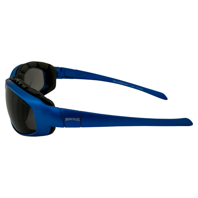 Global Vision Eyewear HERC 2 PL Blue MET SM Hercules 2 Plus Safety Foam  Padded Sunglasses, Metallic Blue Frame 