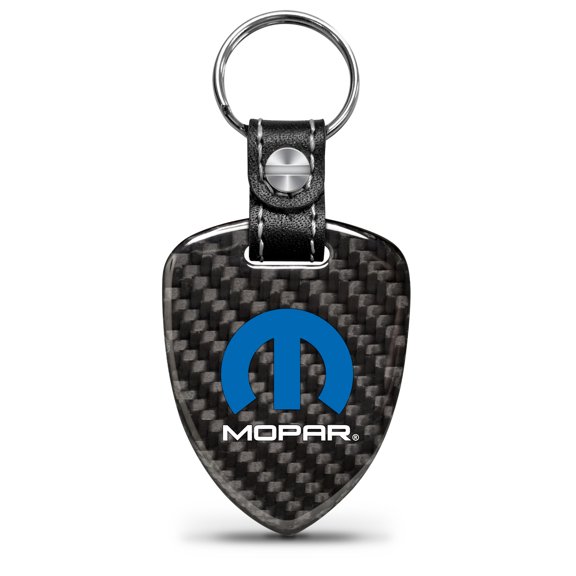 iPick Image for Mopar Logo Real Black Carbon Fiber Large Shield-Style Key Chain, Official Licensed