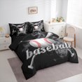 thumbnail image 3 of Manfei 3D Baseball Print Bedding Comforter Set 7 Pieces for Kids Boys, Sports Theme Queen Bedding Sets, Black Gray Smoke Queen Sheet Sets, Microfiber Bedroom Decor, 3 of 8