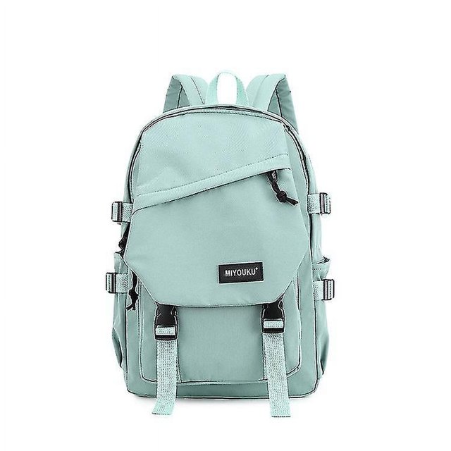 Mochila escolar de color sólido Mochila para niños Niños Niñas Mochila de ocio intermedia primaria Mochila ligera de nailon para adolescentes (verde claro) Hy