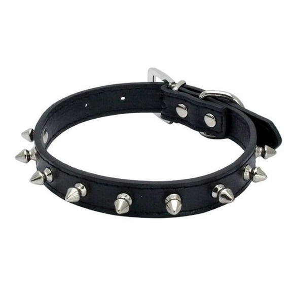 Spiked Cat Dog Collar, 4 Pieces PU Leather Soft Dog Collar Adjustable Rivet Puppy Collar Studded Cat Collar with Spikes