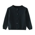thumbnail image 1 of ManxiVoo Soft Yarn Knit Cardigan For Children Solid Color Lightweight Outerwear Cozy Autumn Winter Sweater Jacket 90 Size Navy, 1 of 9