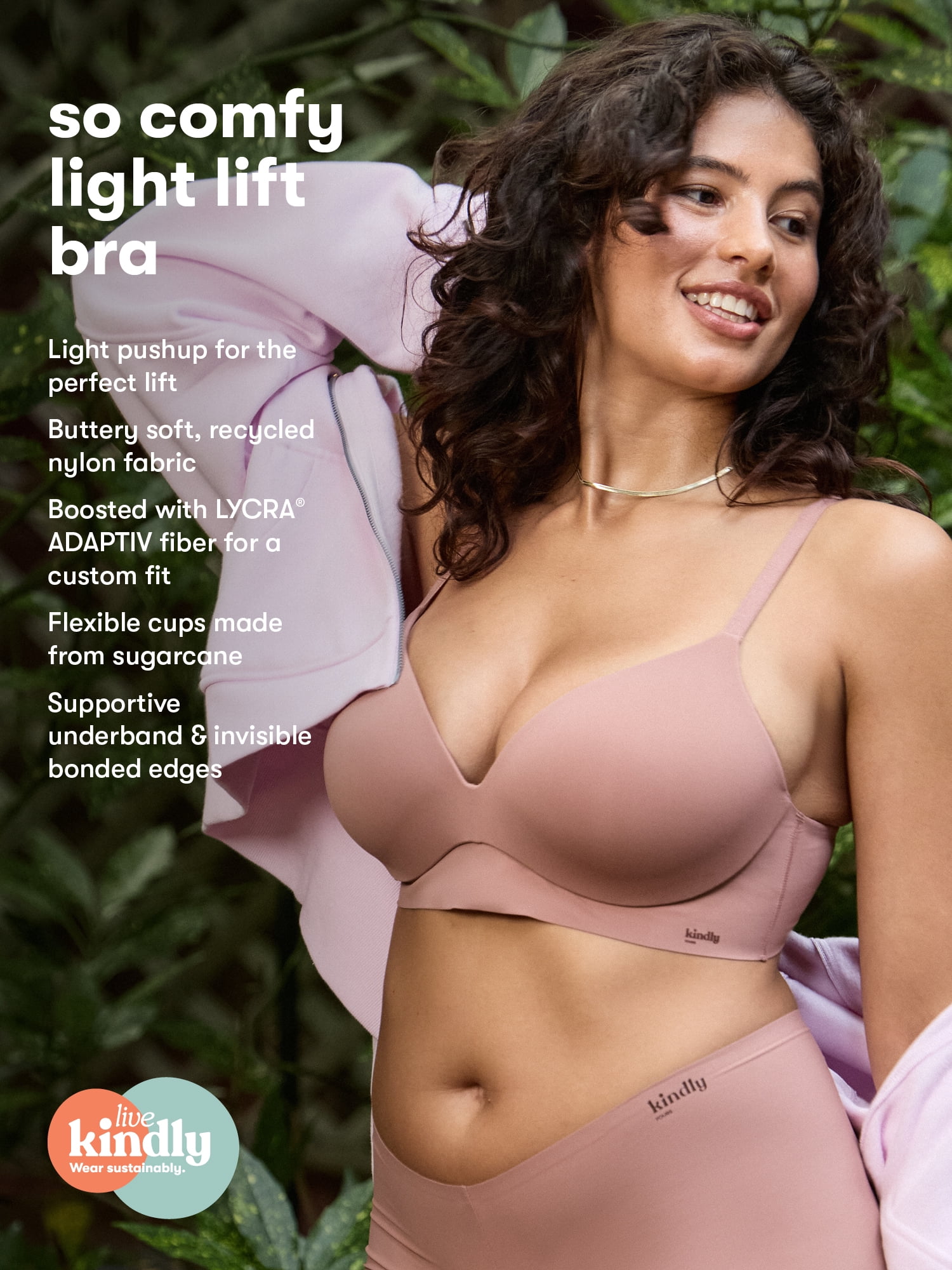 Kindly Yours Women’s So Comfy Bonded Wire Free Light Push Up Bra, Sizes S-XXXL