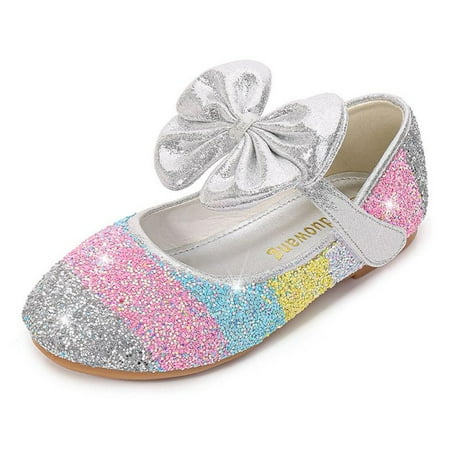 

Girls Glitter Bowknot Ballet Mary Jane Flat School Dance Party Casual Dress Shoes