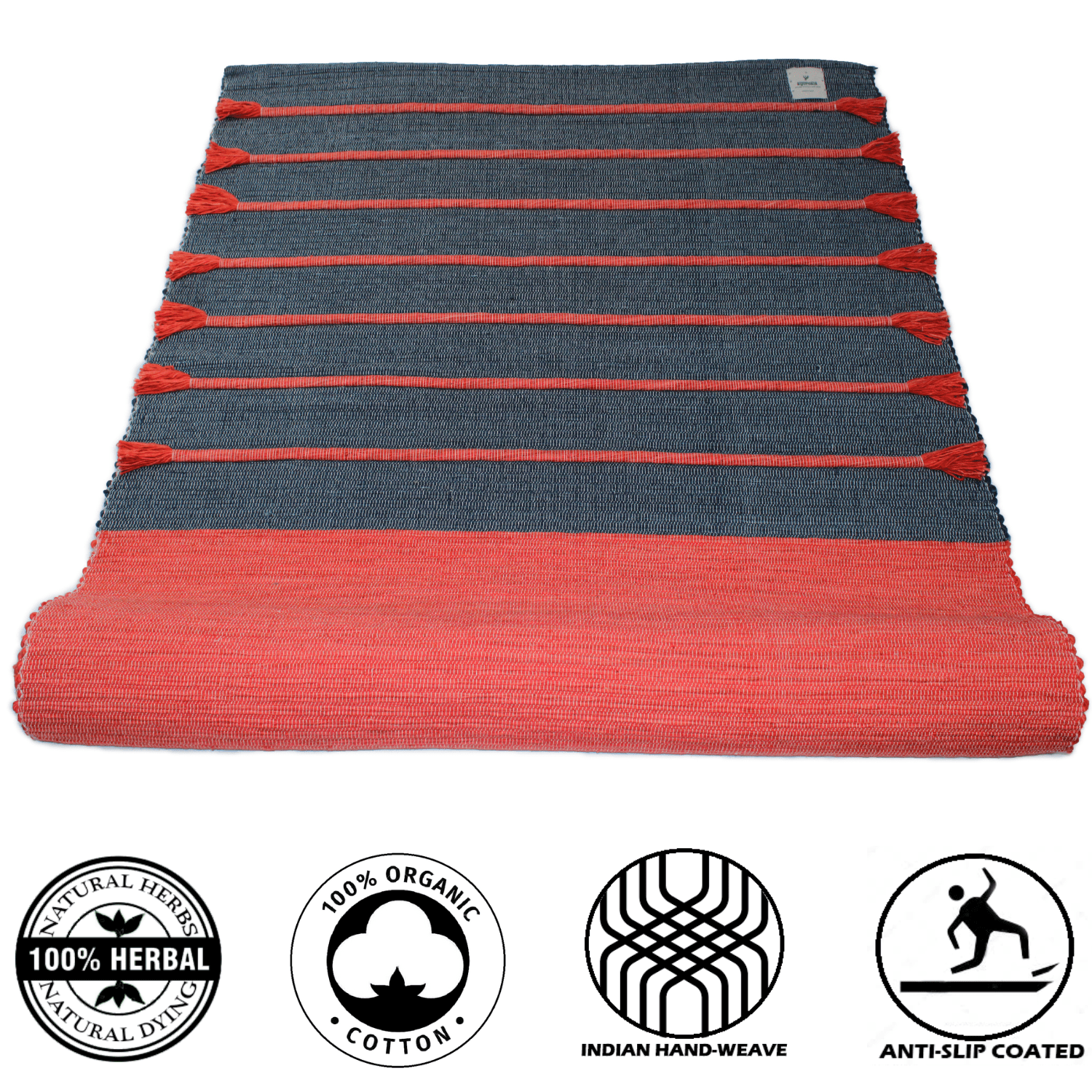 Ayurdala Natural Herbs infused Organic Cotton Yoga Mat |Hand-Woven |Anti Slip Back| 5mm