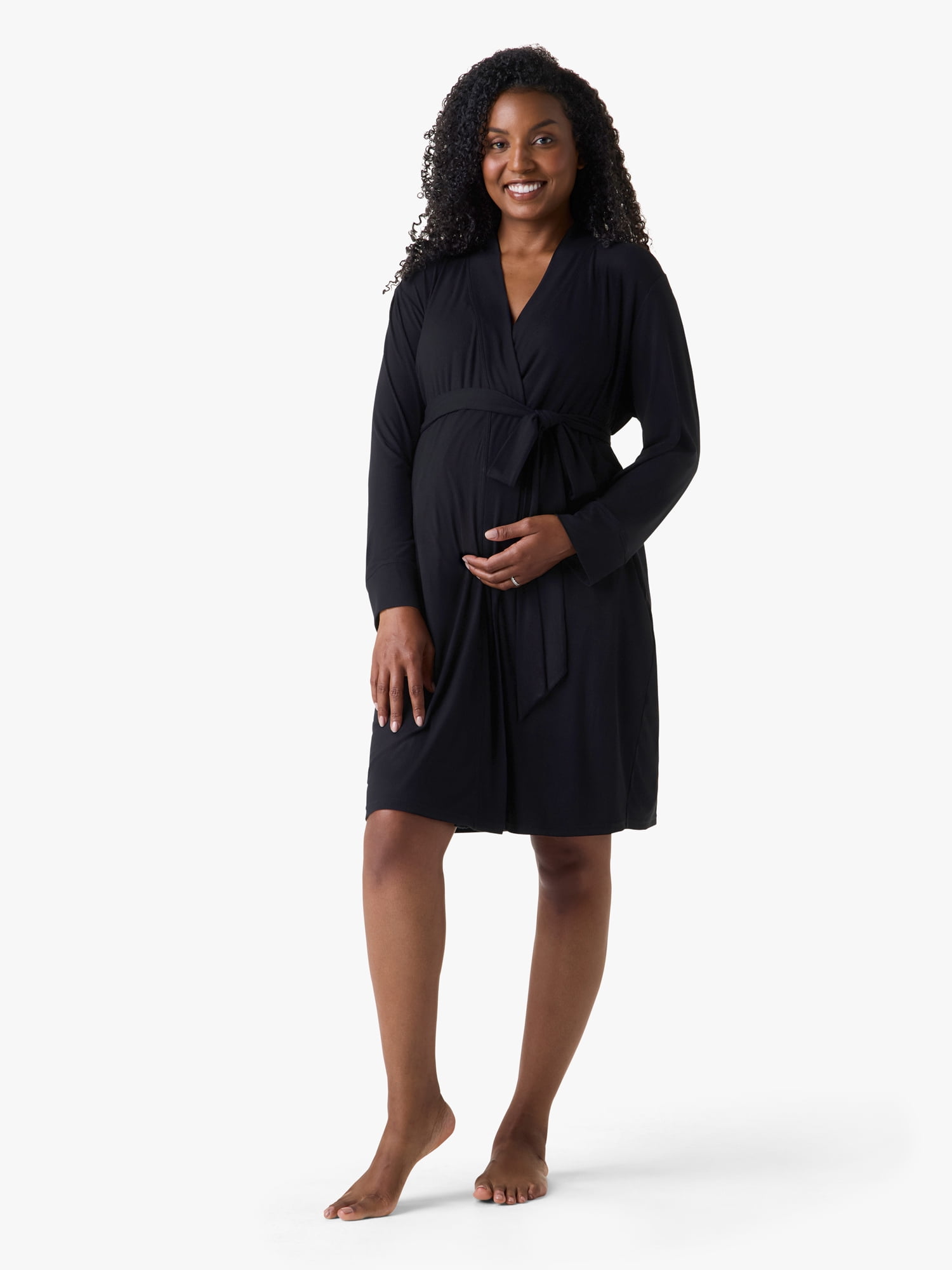 Ingrid & Isabel For Every Belly Women's Maternity Ribbed Robe, Sizes S-XXXL