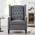 thumbnail image 2 of Push Back Recliner Chair, Manual Wing Back Recliner Chair with Solid Wood Legs, Tufted Single Sofa Chair with Nailhead Trim, Reading Chair Lounge Chair for Living Room Bedroom Office, Gray, 2 of 7