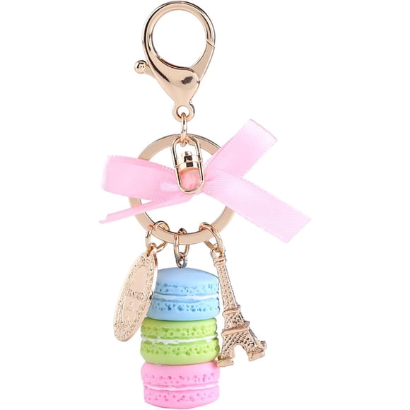 Llavero de Macarrones con Torre Eiffel, Colgante Decorativo de Resina y Aleación, 12 cm, Azul, para Bolsos y Accesorios