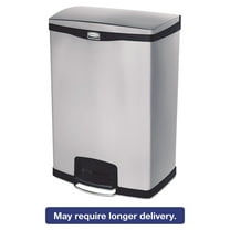Rubbermaid Commercial Slim Jim Stainless Steel Step-On Container Front Step Style 24 gal Black